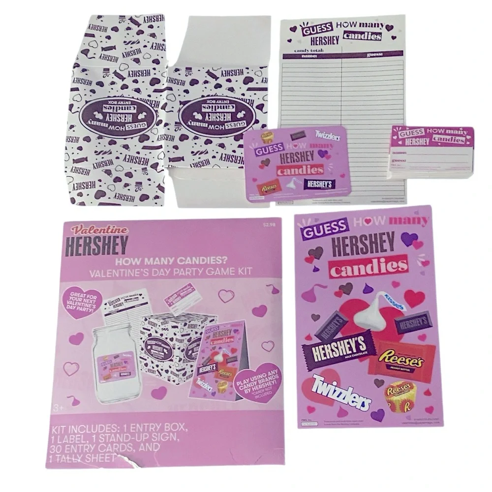 Valentine's Day Candy Party Game Kit - Hershey Kiss Guess Game, Valentine's Day